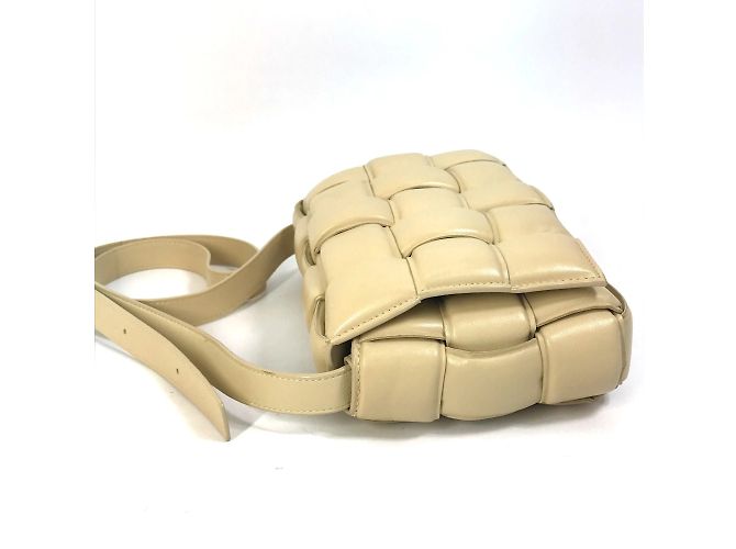 Borsa a spalla in pelle beige Bottega Veneta - vista 3