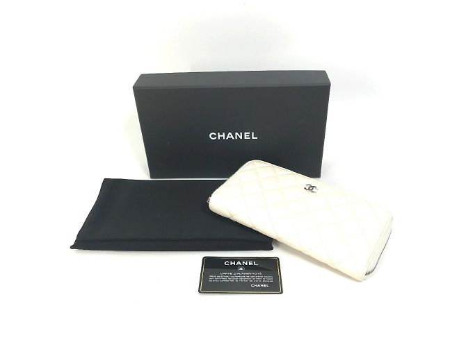 Chanel A50097 Matelassé CC Mark Langer Geldbeutel Weiß - Ansicht 16