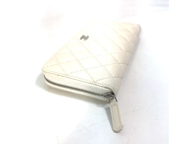 Chanel A50097 Matelassé CC Mark Langer Geldbeutel Weiß - Ansicht 3