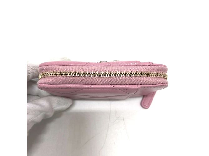 Monedero de cuero rosa Chanel - vista 3