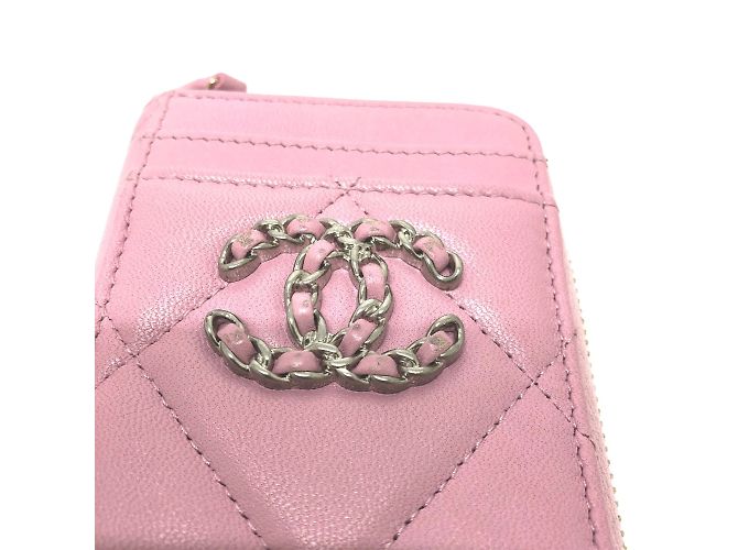 Monedero de cuero rosa Chanel - vista 4