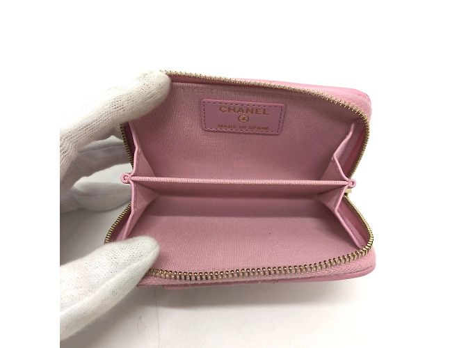 Monedero de cuero rosa Chanel - vista 6