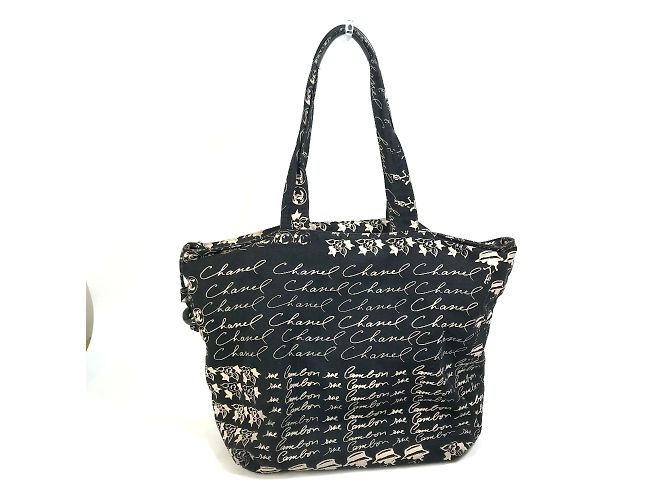 Schwarze Stoff-Tote von Chanel - Ansicht 2