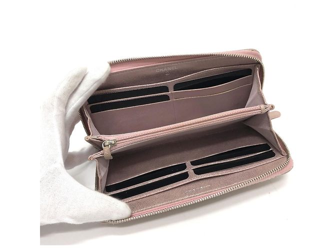 Chanel A80003 CC Marca Cierre Alrededor Cartera Larga Rosa - vista 12