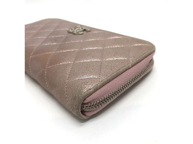 Chanel A80003 CC Marca Cierre Alrededor Cartera Larga Rosa - vista 3