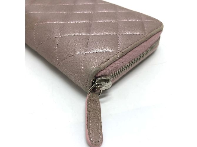 Chanel A80003 CC Marca Cierre Alrededor Cartera Larga Rosa - vista 5