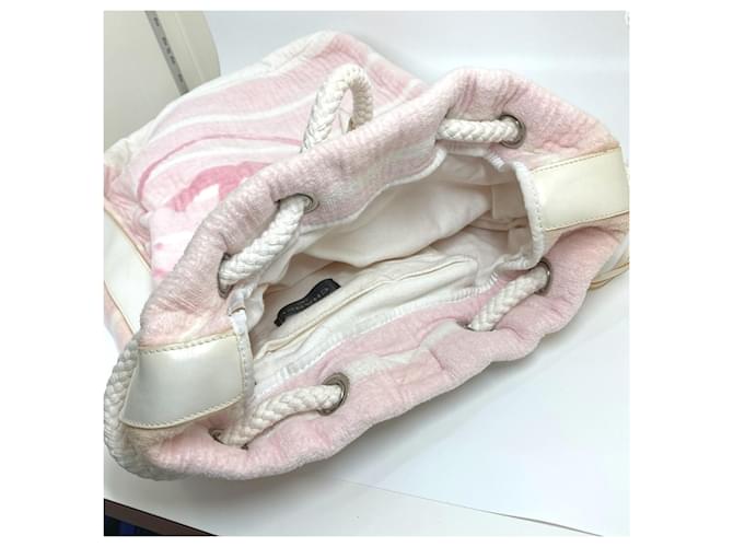 Borsa a spalla in cotone rosa Chanel - vista 10