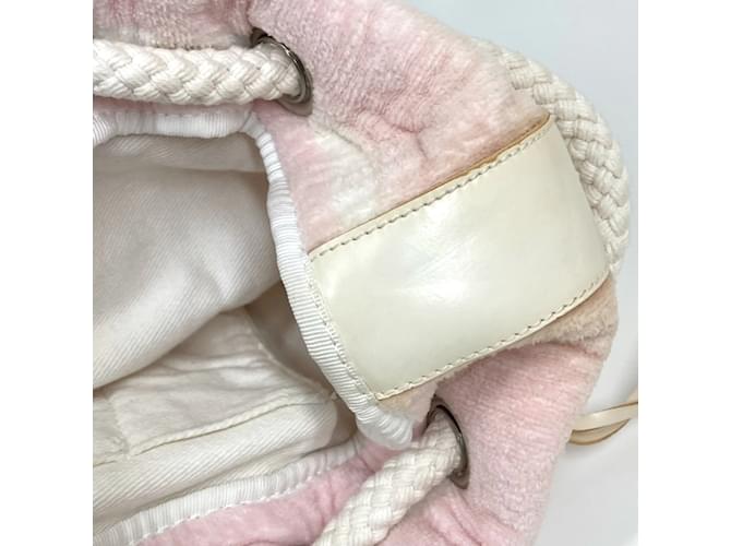 Borsa a spalla in cotone rosa Chanel - vista 12