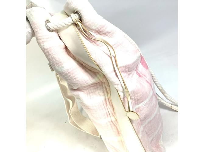 Borsa a spalla in cotone rosa Chanel - vista 15