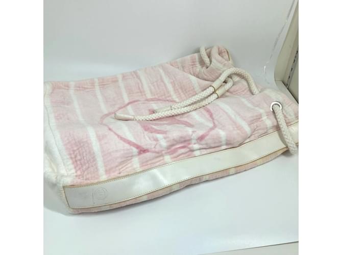 Borsa a spalla in cotone rosa Chanel - vista 3