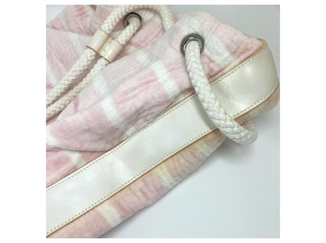 Borsa a spalla in cotone rosa Chanel - vista 7
