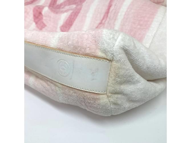 Borsa a spalla in cotone rosa Chanel - vista 9