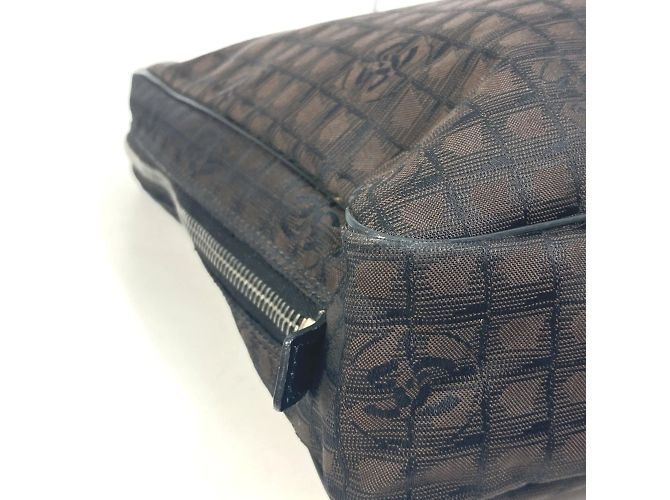 Borsa a tracolla in tessuto marrone Chanel - vista 5