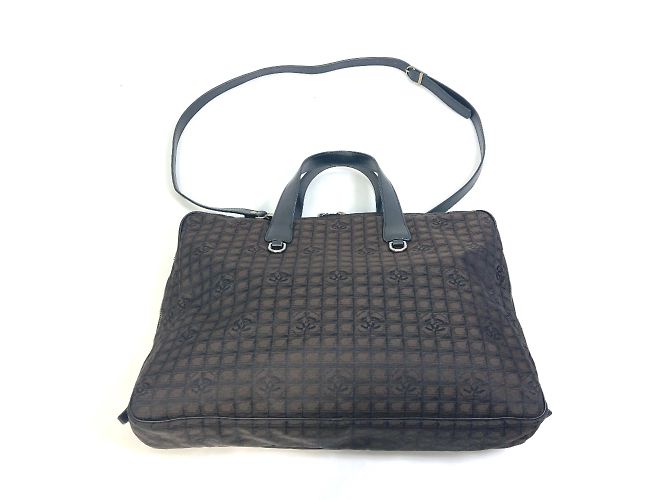 Borsa a tracolla in tessuto marrone Chanel - vista 6