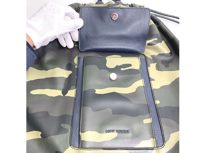 Christian Dior Sac à dos en cuir vert camouflage Dior Homme - vue 8