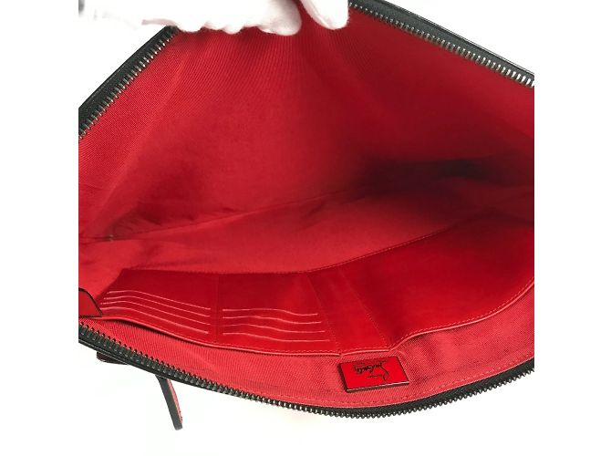 Clutch in pelle nera Christian Louboutin - vista 12