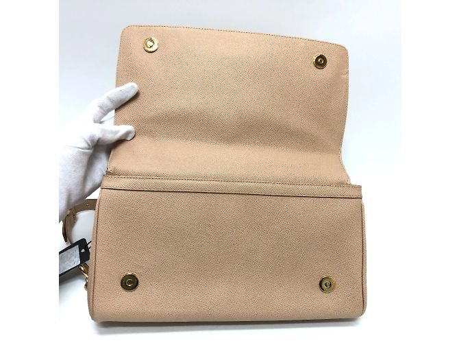 Borsa a spalla in pelle beige Dolce & Gabbana - vista 12