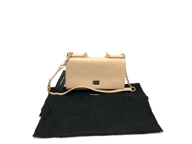 Borsa a spalla in pelle beige Dolce & Gabbana - vista 18