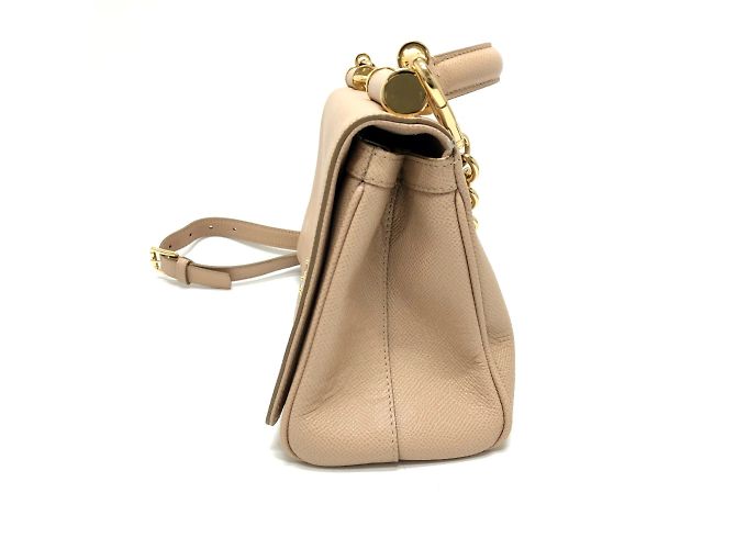 Borsa a spalla in pelle beige Dolce & Gabbana - vista 3