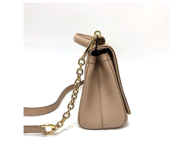 Borsa a spalla in pelle beige Dolce & Gabbana - vista 4
