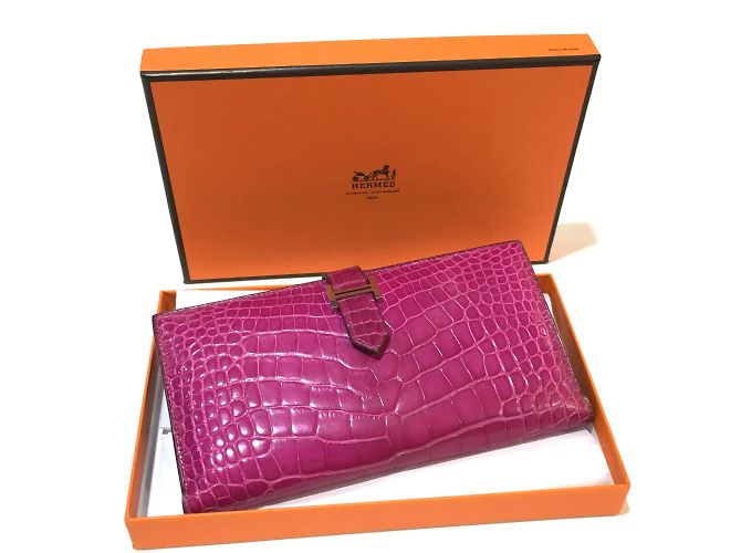 Hermès Bearn Souffle Bifold Langbörse Pink - Ansicht 11