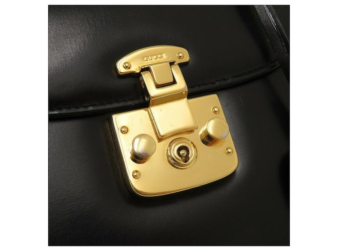 Gucci Ladylock Leather Handbag Black - view 9