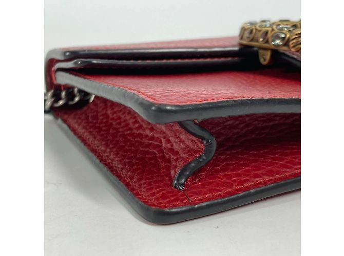 Borsa a spalla in pelle rossa Gucci Rosso - vista 7