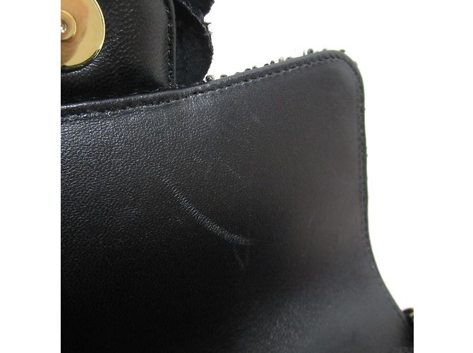 Borsa a Spalla Chanel Mini Matelassé Tweed Camelia Nero - vista 12