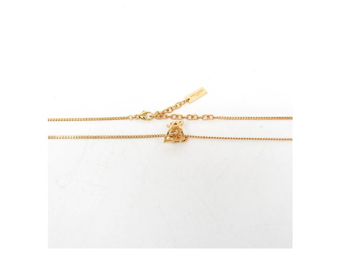 Collana pendente placcata in oro con logo Yves Saint Laurent YSL - vista 3