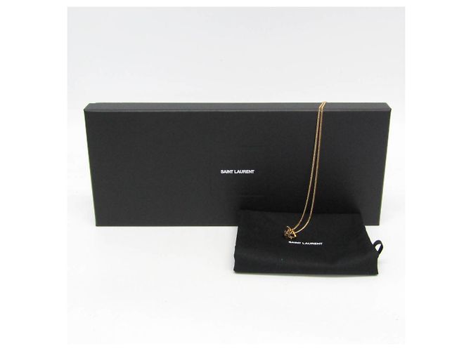 Collana pendente placcata in oro con logo Yves Saint Laurent YSL - vista 9
