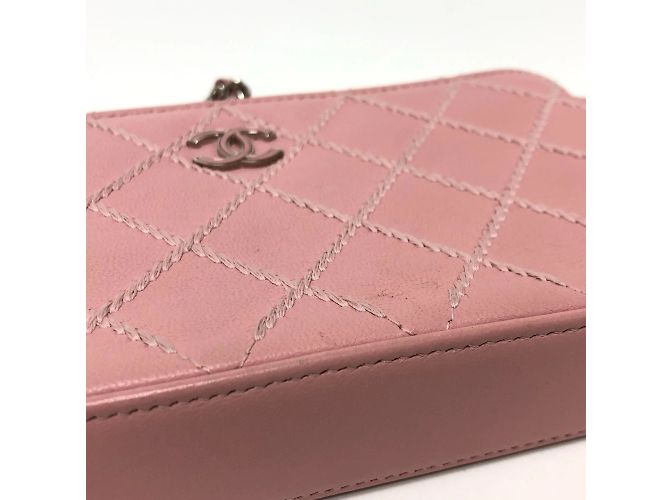 Borsa a spalla in pelle rosa Chanel A82527 - vista 8