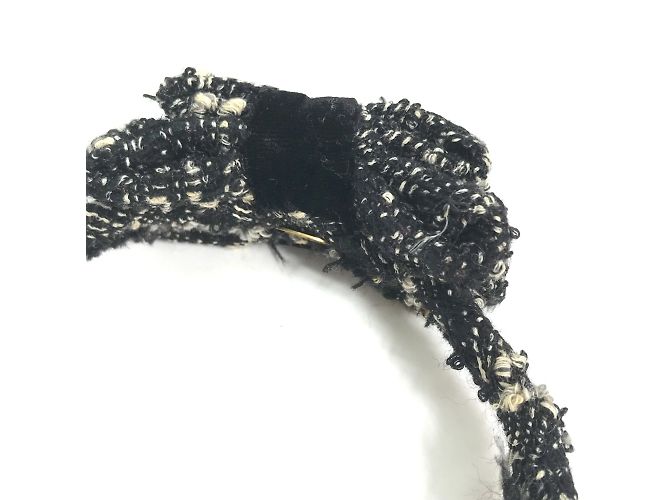 Timeless Fascia per capelli in tweed nero Chanel - vista 3