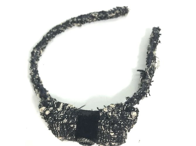 Timeless Fascia per capelli in tweed nero Chanel - vista 8