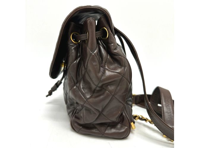 Zaino Chanel CC Mark Chain Marrone - vista 3