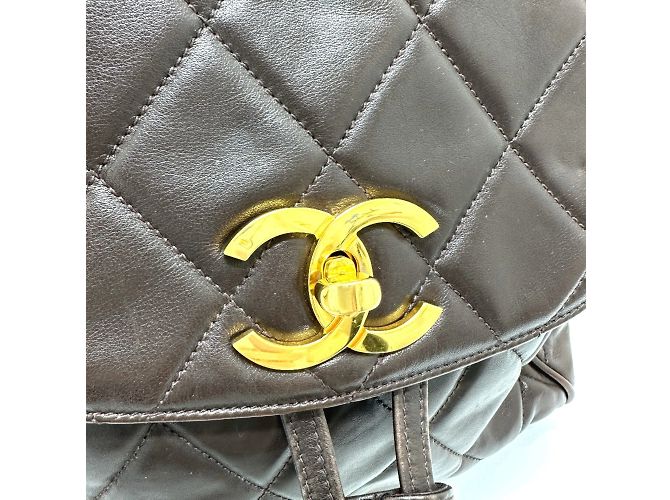 Zaino Chanel CC Mark Chain Marrone - vista 8