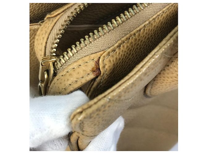 Borsa a mano in pelle beige Chanel - vista 14