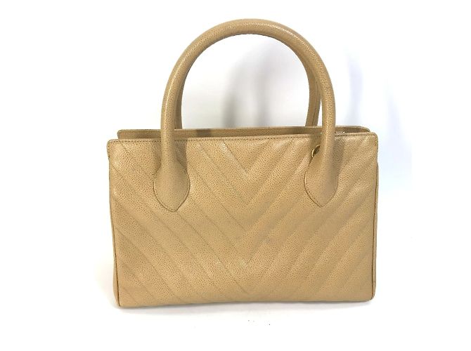 Borsa a mano in pelle beige Chanel - vista 2