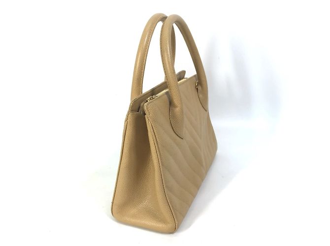 Borsa a mano in pelle beige Chanel - vista 3
