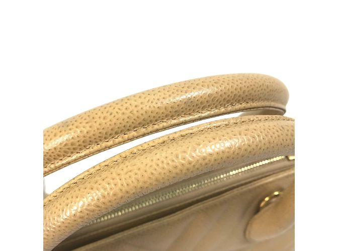Borsa a mano in pelle beige Chanel - vista 9