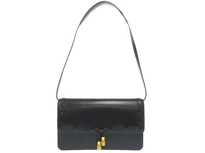 Hermès Borsa a spalla in vitello box navy con frange Hermes Blu navy - vista 2