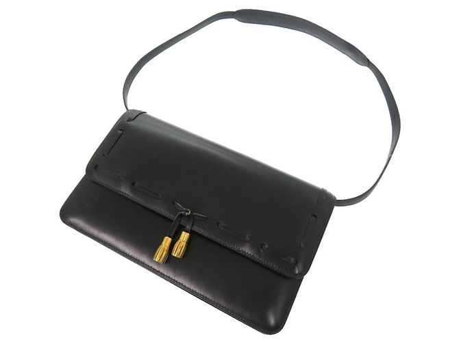 Hermès Borsa a spalla in vitello box navy con frange Hermes Blu navy - vista 6