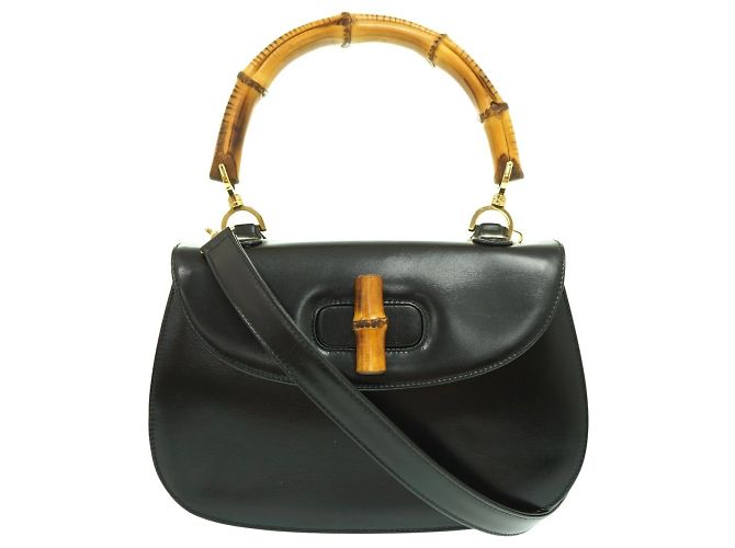 Borsa a spalla Gucci Bamboo Nero - vista 2