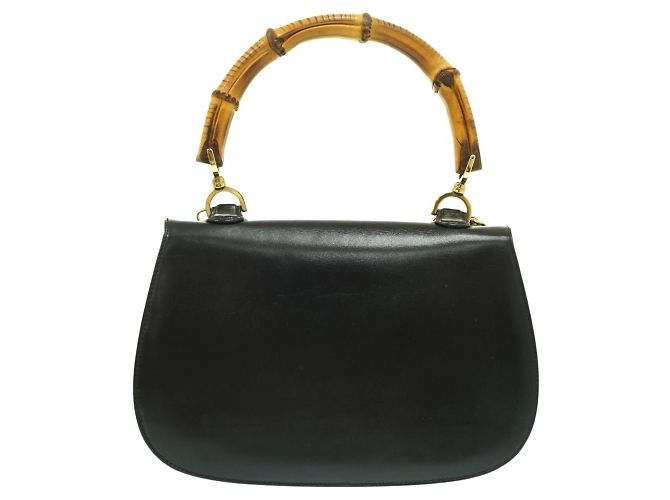 Borsa a spalla Gucci Bamboo Nero - vista 3