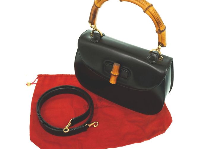 Borsa a spalla Gucci Bamboo Nero - vista 9