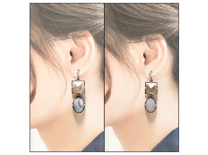 Orecchini a cerchio in argento 925 per donne Bottega Veneta con calcedonio - vista 10