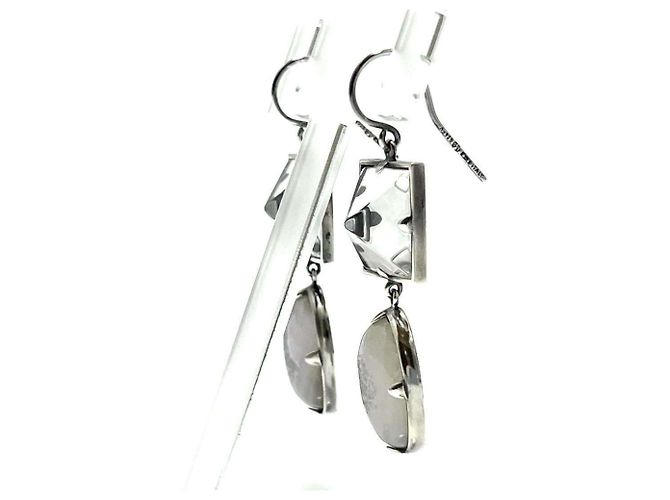 Orecchini a cerchio in argento 925 per donne Bottega Veneta con calcedonio - vista 4
