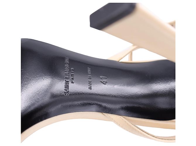Sandali decorati Saint Laurent Gippy 110 in raso beige - vista 6