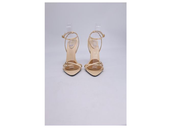 Sandali decorati Saint Laurent Gippy 110 in raso beige - vista 9