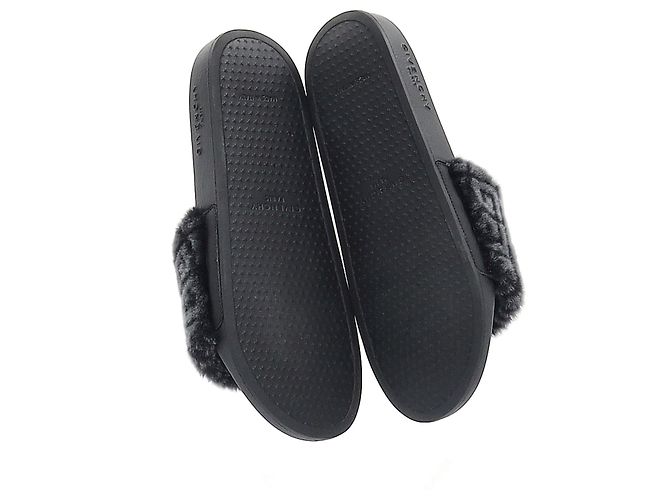 Pantofole in gomma nera con stampa logo Givenchy - vista 14