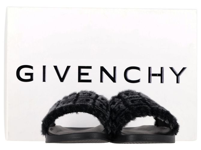 Pantofole in gomma nera con stampa logo Givenchy - vista 2